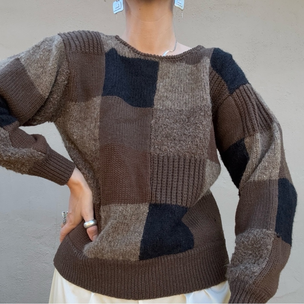 Vintage Wool Patchwork Sweater - image 2